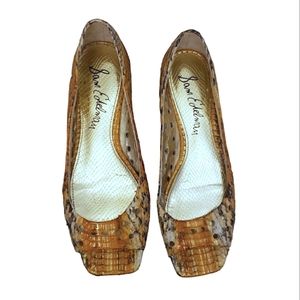Sam Edelman Riley peep toe flats sandals orange Leather snakeskin  SZ 8